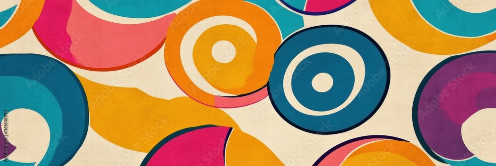 Aufkleber colorful retro inspired spirals in 70s hues showcasing playful design elements and vibrant curves. g