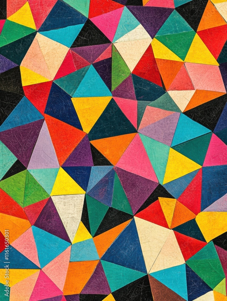 Leinwandbilder mosaic inspired pattern of colorful triangles creating a vibrant textile design. generative ai