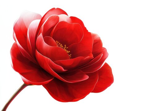isolated red camellia on white background