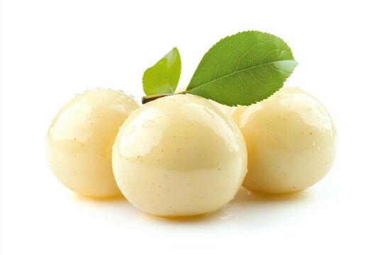 Isolated wax apples with leaves on a white background