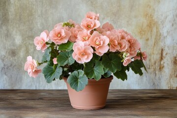 Light pink potted semperflorens begonias