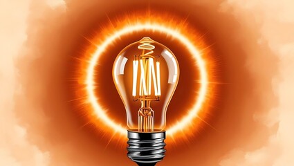 Glowing Light Bulb with Radiant Energy Halo, Ideal for Innovation Concepts, Creativity Themes, Renewable Energy Ideas, Bright Ideas Promotions, and Inspirational Designs