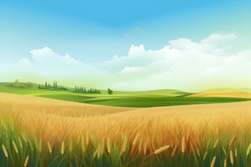 Fototapeta premium green field and blue sky