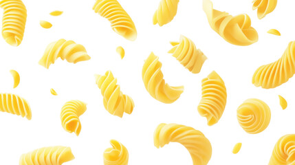 Fototapeta premium Yellow rotini pasta, transparent background