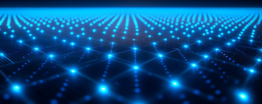 Digital Network, Glowing Nodes Connect Globally, Forming a Futuristic Grid of Interconnected Data Points, Illuminating the Path to Advanced Technology.