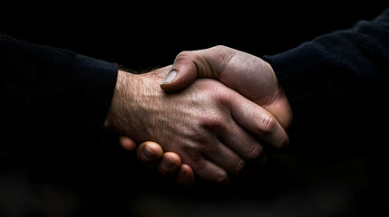 A Firm Handshake, Two Men Seal a Deal, Darkly Lit