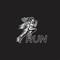 Female running logo vector