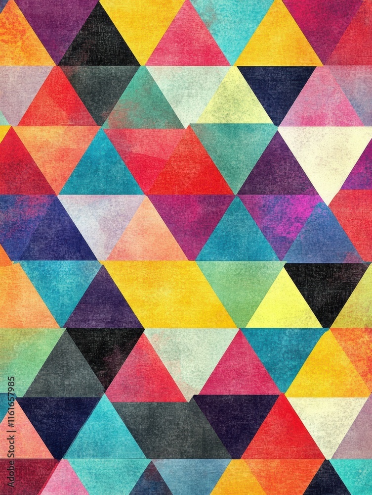 Leinwandbilder vibrant triangular mosaic pattern showcasing diverse colors and shapes in a harmonious design. gener