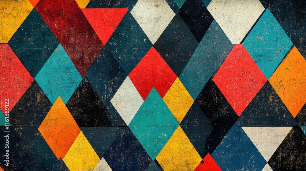 Leinwandbilder vibrant mosaic inspired pattern featuring colorful triangles in a modern design. generative ai
