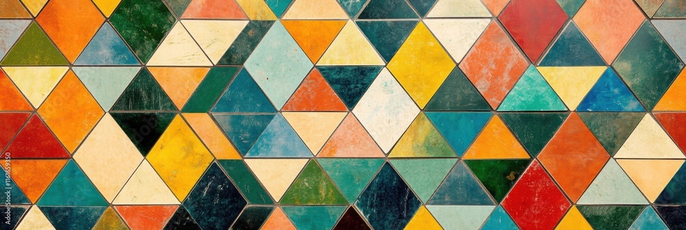Poster mosaic triangle pattern showcasing vibrant colors and geometric shapes for artistic design. generati