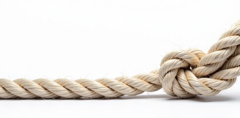 Fototapeta premium Traditional nautical rope isolated on a white background, ship's rope, twine