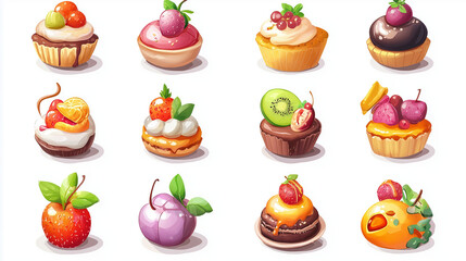 set of sweets on white background