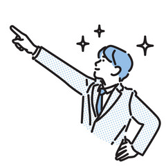 シンプル　イラスト　未来を指差すビジネスマン