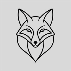 Obraz premium Fox Head line art silhouette vector logo illustration