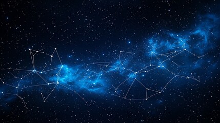 Celestial constellation network in nebula.