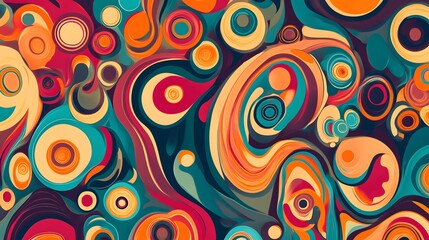 Fototapeta premium Abstract Composition with Swirling Shapes and Concentric Circles