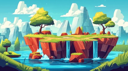 A Cliffside Oasis with Twin Waterfalls and Lush Vegetation