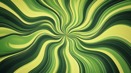 Abstract Radial Swirl Pattern in Green and Yellow-Green Hues