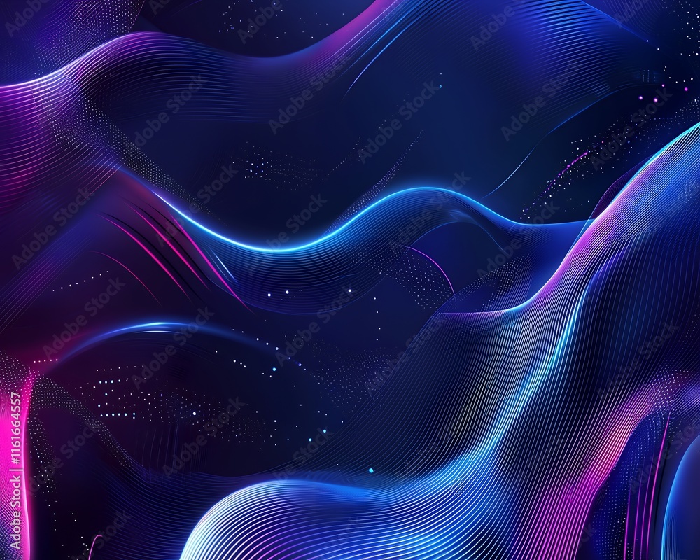 Wall mural cosmic-inspired blue abstract background with neon rays and glowing patterns for futuristic themes.