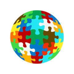 Colorful globe puzzle stock vector isolated on white background.	
