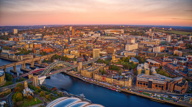Aerial View of Newcastle, England, United Kingdom