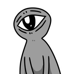 cartoon doodle alien, illustration. alien icon. isolated on white.