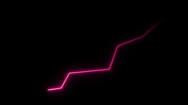 neon Graph falling down fast. Business cartoon animation. Economy metaphor.Chart arrow still goes down seamless loop. downward bar graph and arrow chart