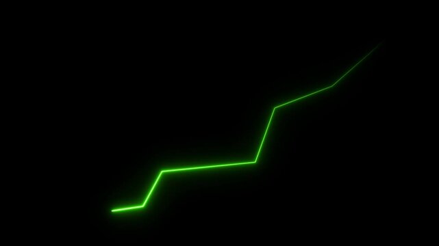 neon Graph falling down fast. Business cartoon animation. Economy metaphor.Chart arrow still goes down seamless loop. downward bar graph and arrow chart
