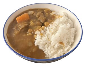 a cuisine photo of rice with curry