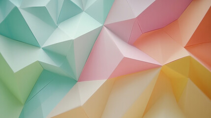 Colorful geometric paper design creates vibrant abstract patterns in soft pastels