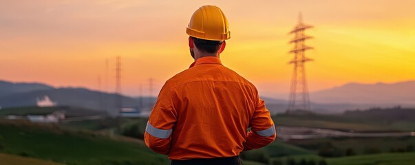 energy stock concept. Investor analyzing stock data for power infrastructure, with a focus on the financial stability and growth potential of energy grid companies