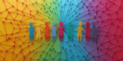 Obraz premium Social Network Connect Concept, Abstract Community Group Minimalist Crowd of People, Business Coworkers Employees Communication Marketing Backdrop, Team Building Background