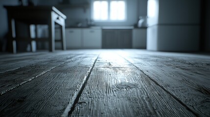 Obraz premium Interior photography low angle serenity with light streaming through kitchen window