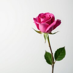Naklejka premium A single pink rose against a white background, pink rose, medical
