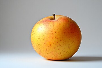Single ripe yellow apple on white background.