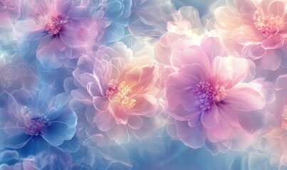 floral patterns swirl into hypnotic shapes in magical pastel hues., Generative AI