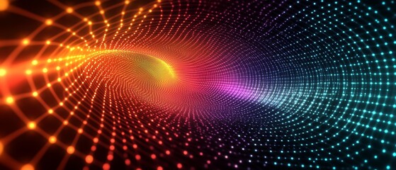 Obraz premium lattices pulse through radiant glowing digital textures., Generative AI