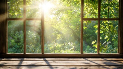 Sunlight streaming through window nature scene photographic content peaceful environment