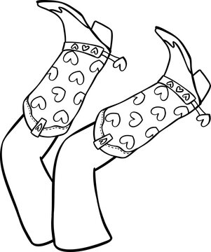 heart-patterned boots outline clip art preview