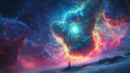 auroras pulse through luminous abstract cosmic designs., Generative AI