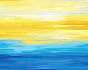 Obraz premium A vibrant abstract painting of a sunset over water, blending warm and cool colors.