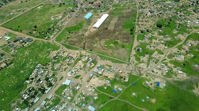 Aerial downward view of the city of Juba, capital of South Sudan.