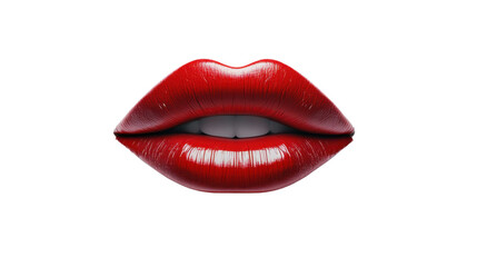 Red female lips, transparent background