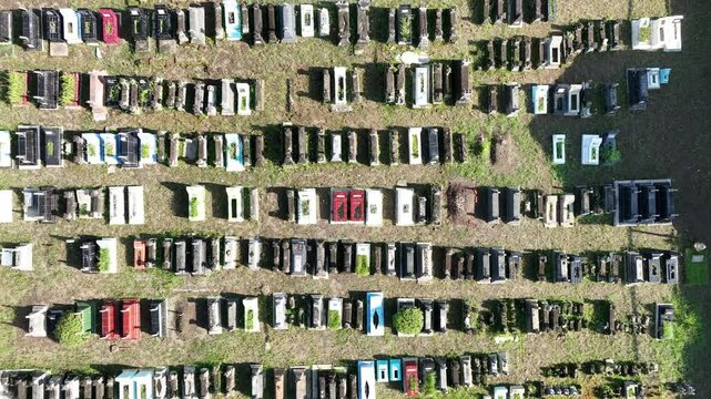 Aerial footage of traditional Javanese graveyard 
