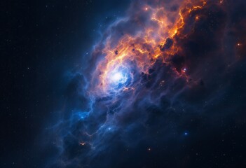 Obraz premium Cosmic Nebula: Fiery Swirls and Celestial Hues