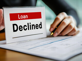House loan finance. Loan application with a "Declined" notice displayed prominently.