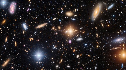 A cosmic void filled with energy streams and distant galaxies in motion.