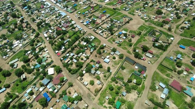 Aerial downward view of the city of Juba, capital of South Sudan.