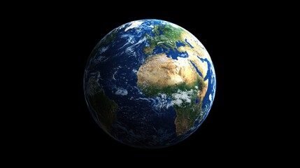 Fototapeta premium A 3D rendering of a globe with continents highlighted, representing global connectivity and international reach.