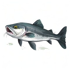 Fototapeta premium the AI Image Generator, Illustrated Largemouth Bass Fish in Side Profile